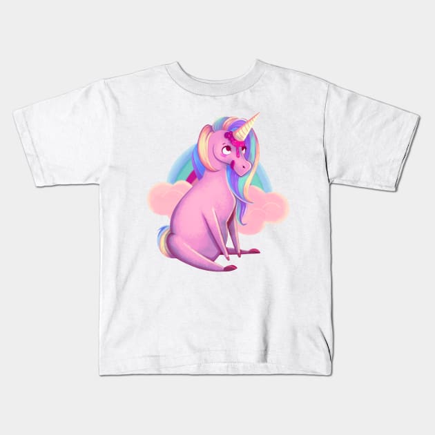 Ice Unicorn - White Kids T-Shirt by Blanquiurris